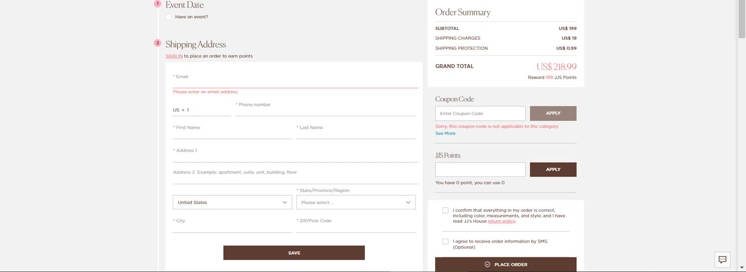 where to use JJsHouse promo code box