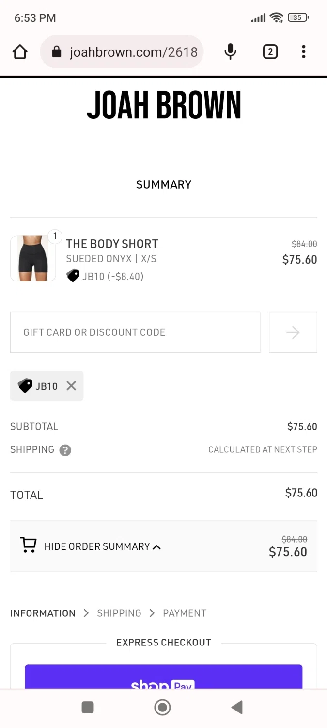 where to use Joah Brown promo code box