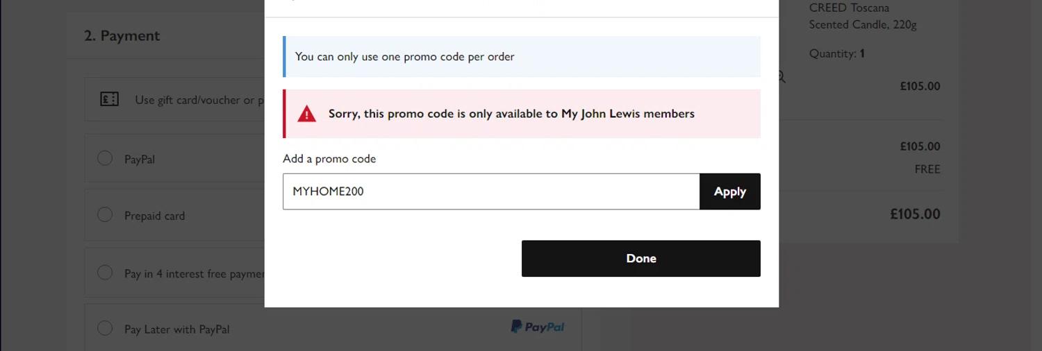 how to use John Lewis coupons