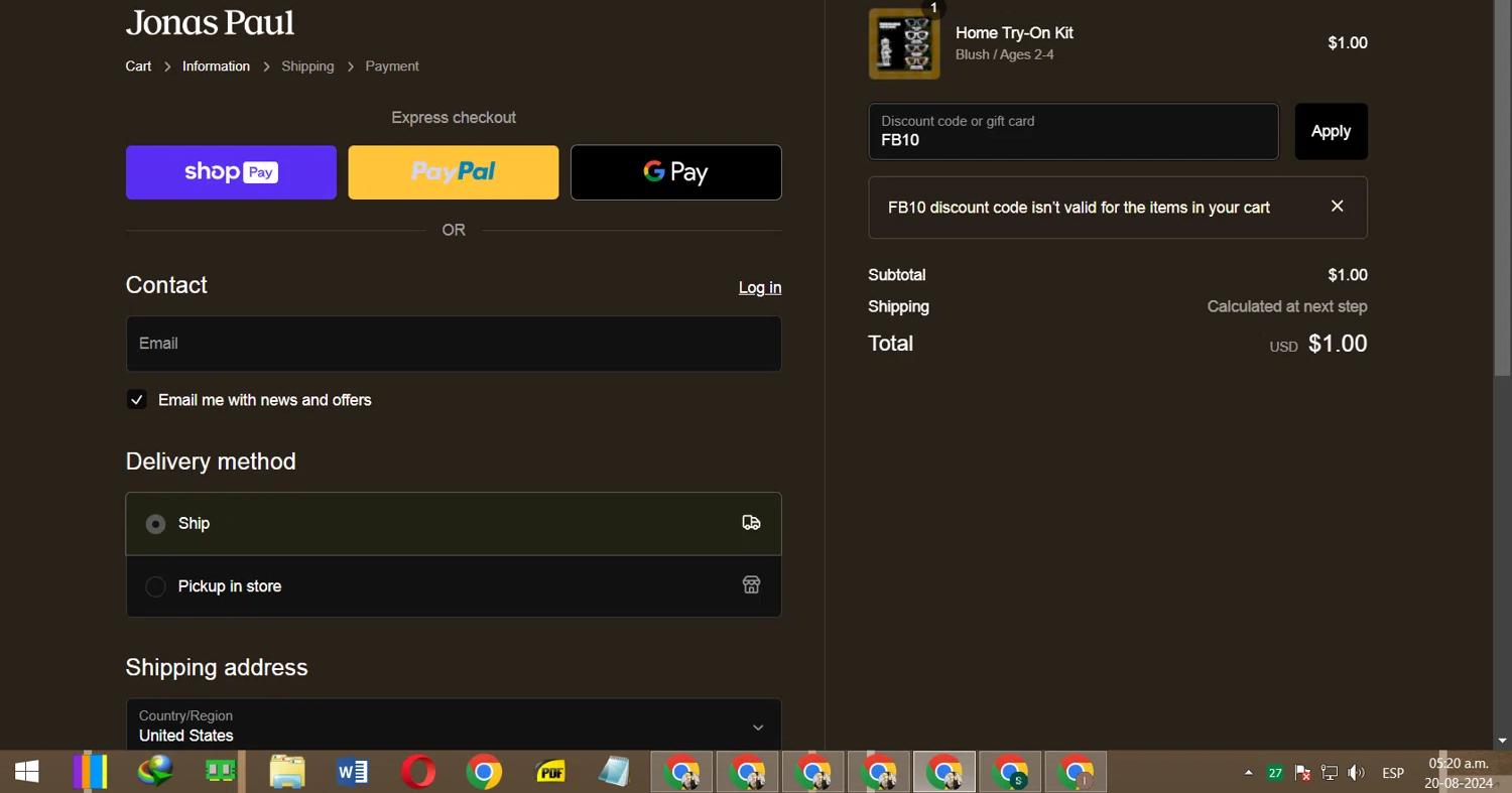 how to use Jonas Paul coupons