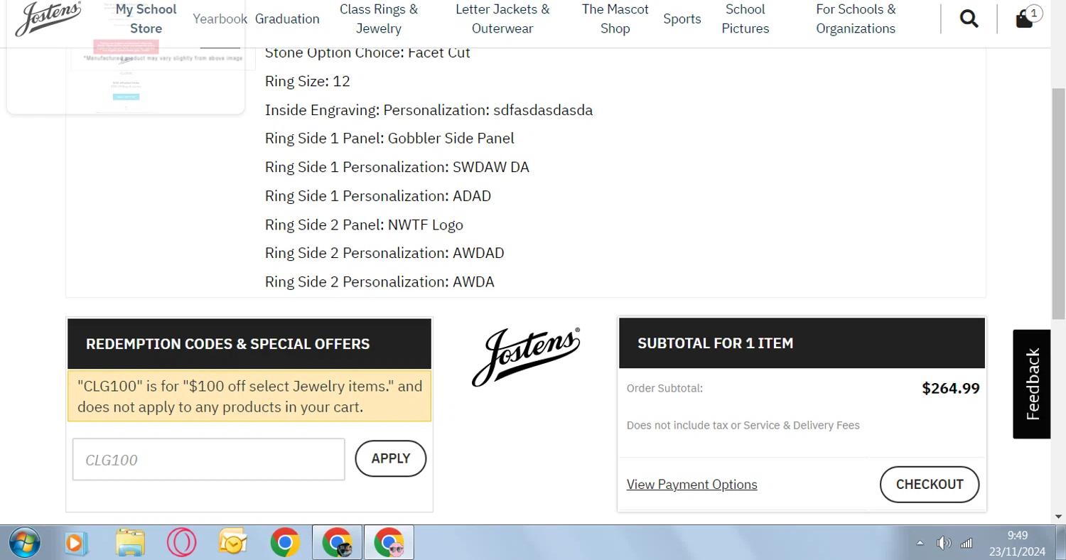 where to use Jostens promo code box