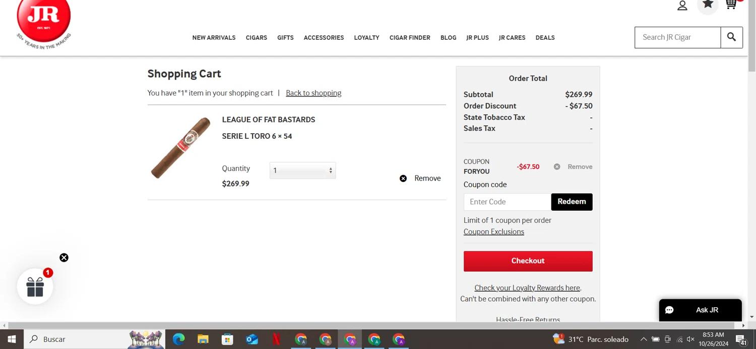 how to use JR Cigar coupons