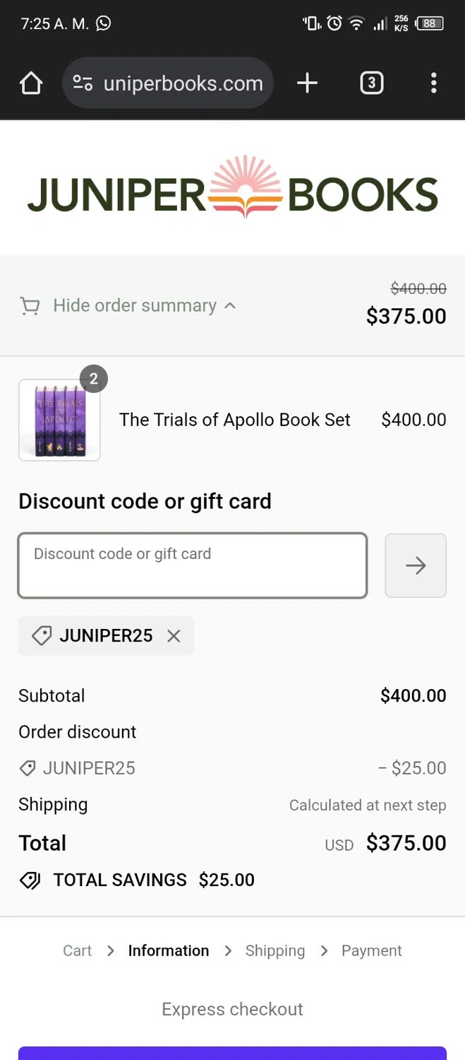 where to use Juniper Books promo code box