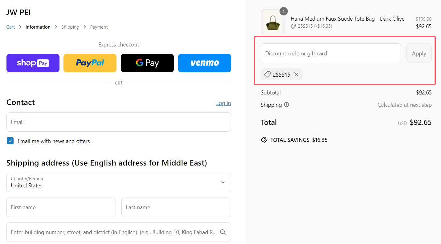 how to use JW PEI coupons