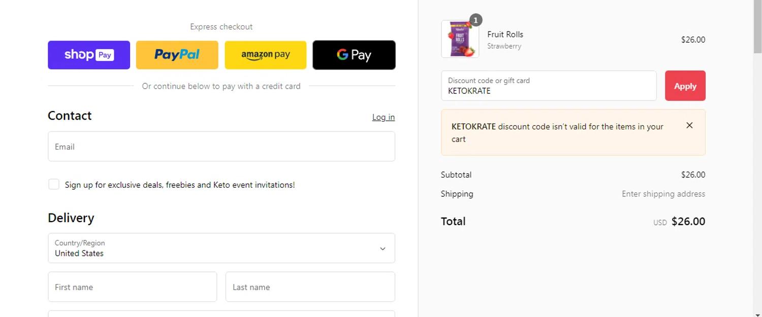 where to use Kiss My Keto promo code box
