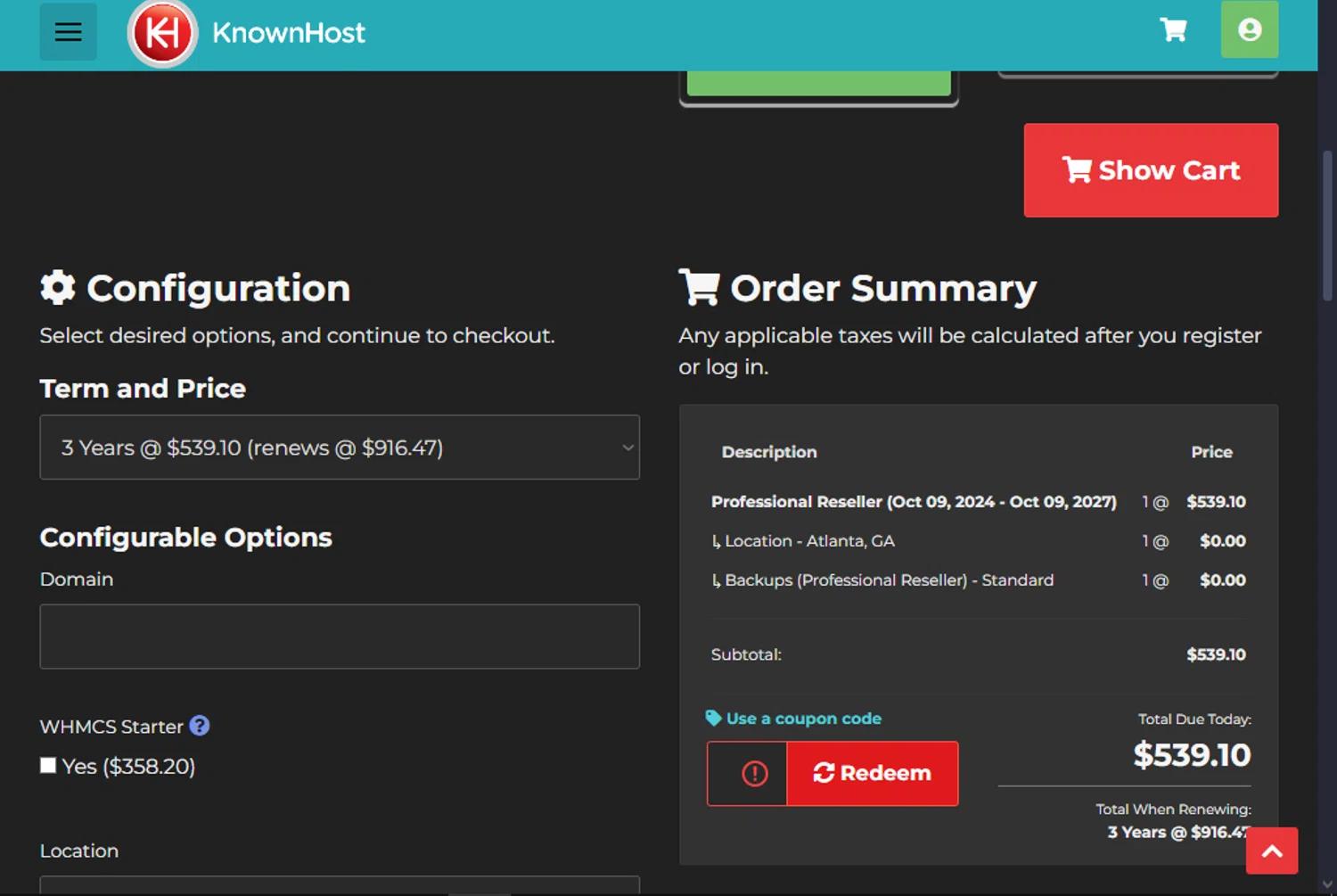 where to use KnownHost promo code box