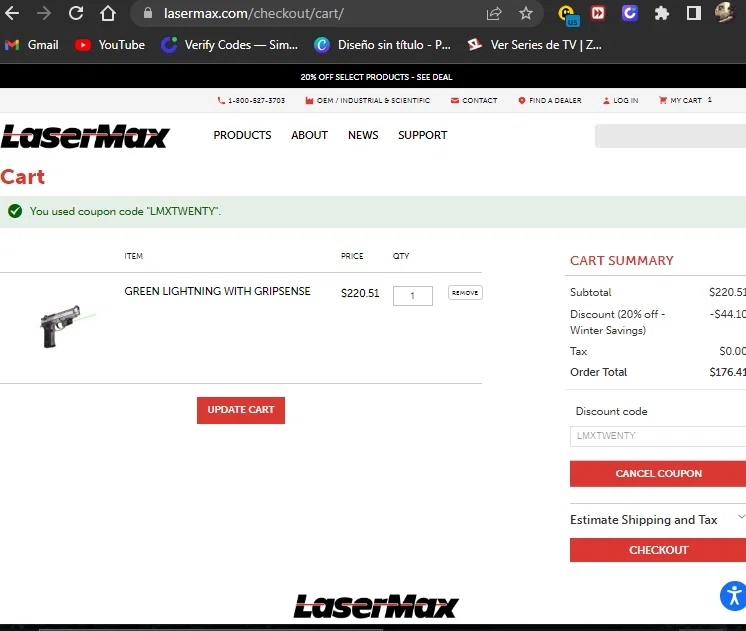 where to use Lasermax promo code box