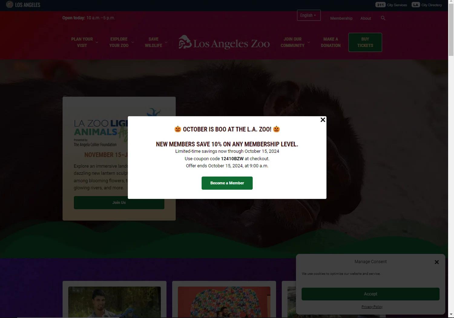 where to use Los Angeles Zoo promo code box