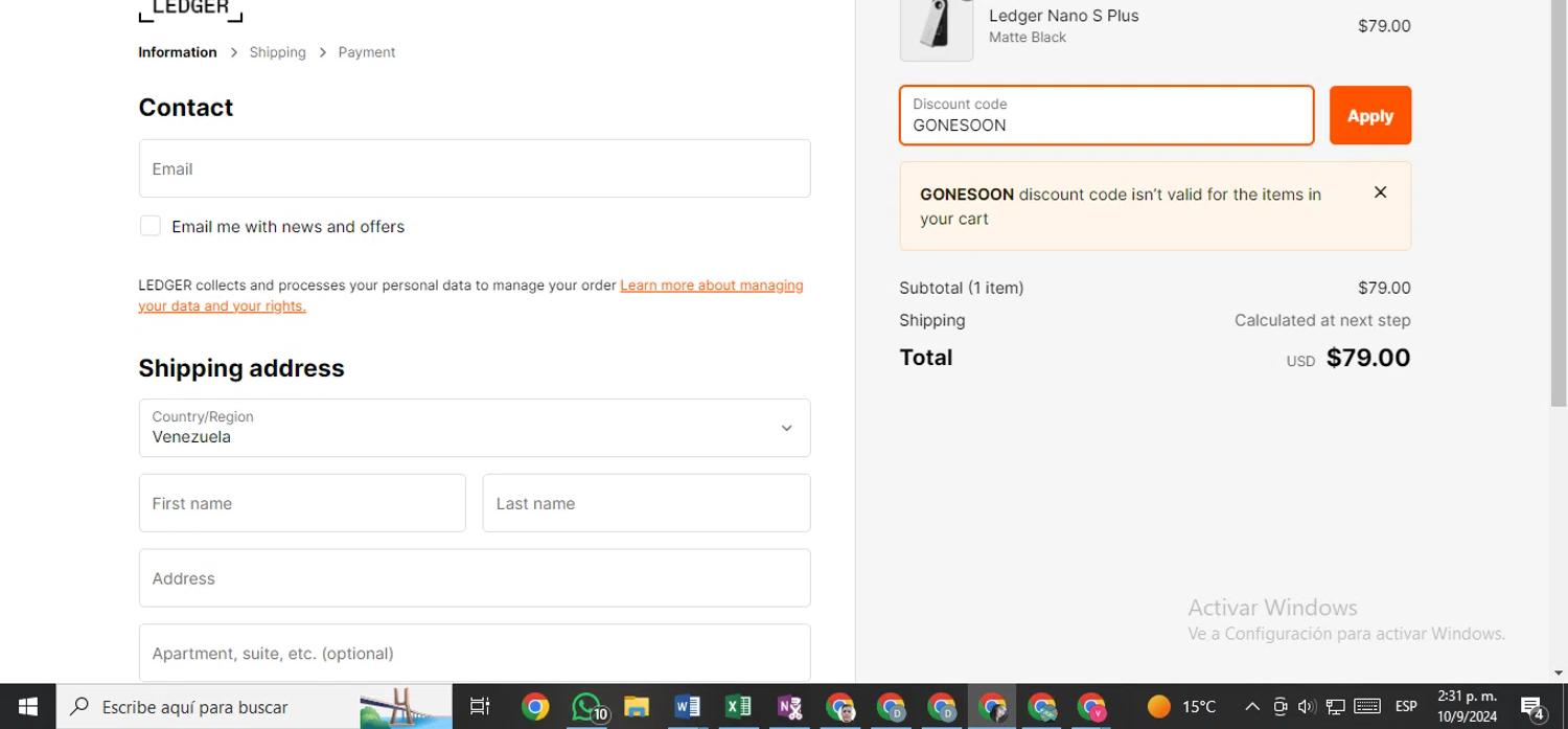 where to use Shop Ledger promo code box