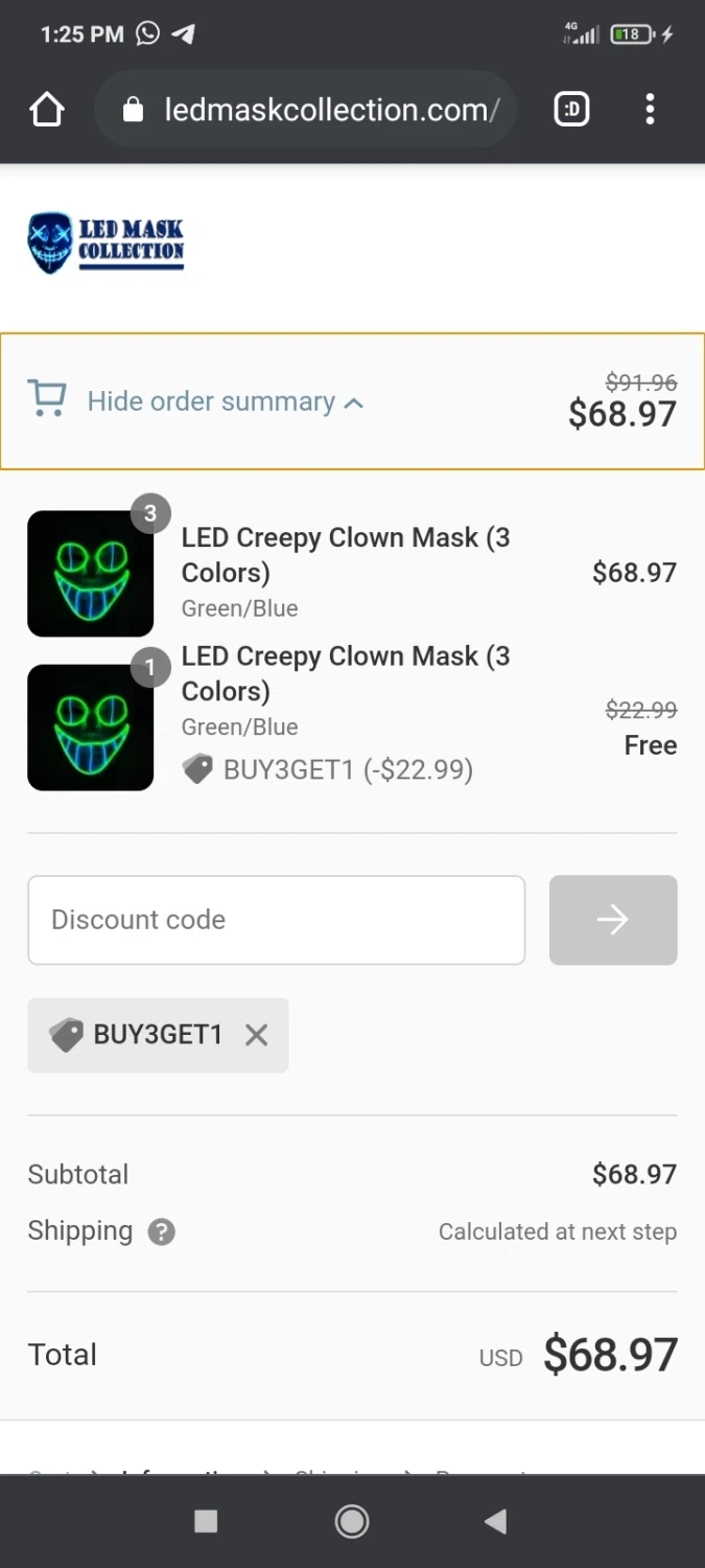 where to use Led Mask Collection promo code box