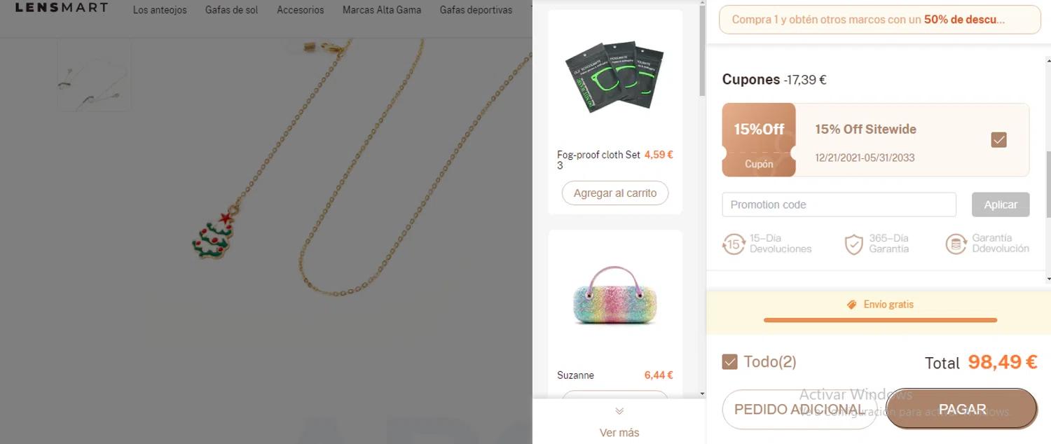 where to use Lensmart Online promo code box