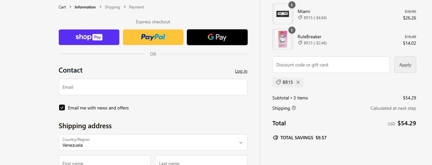 where to use Lilly Lashes promo code box