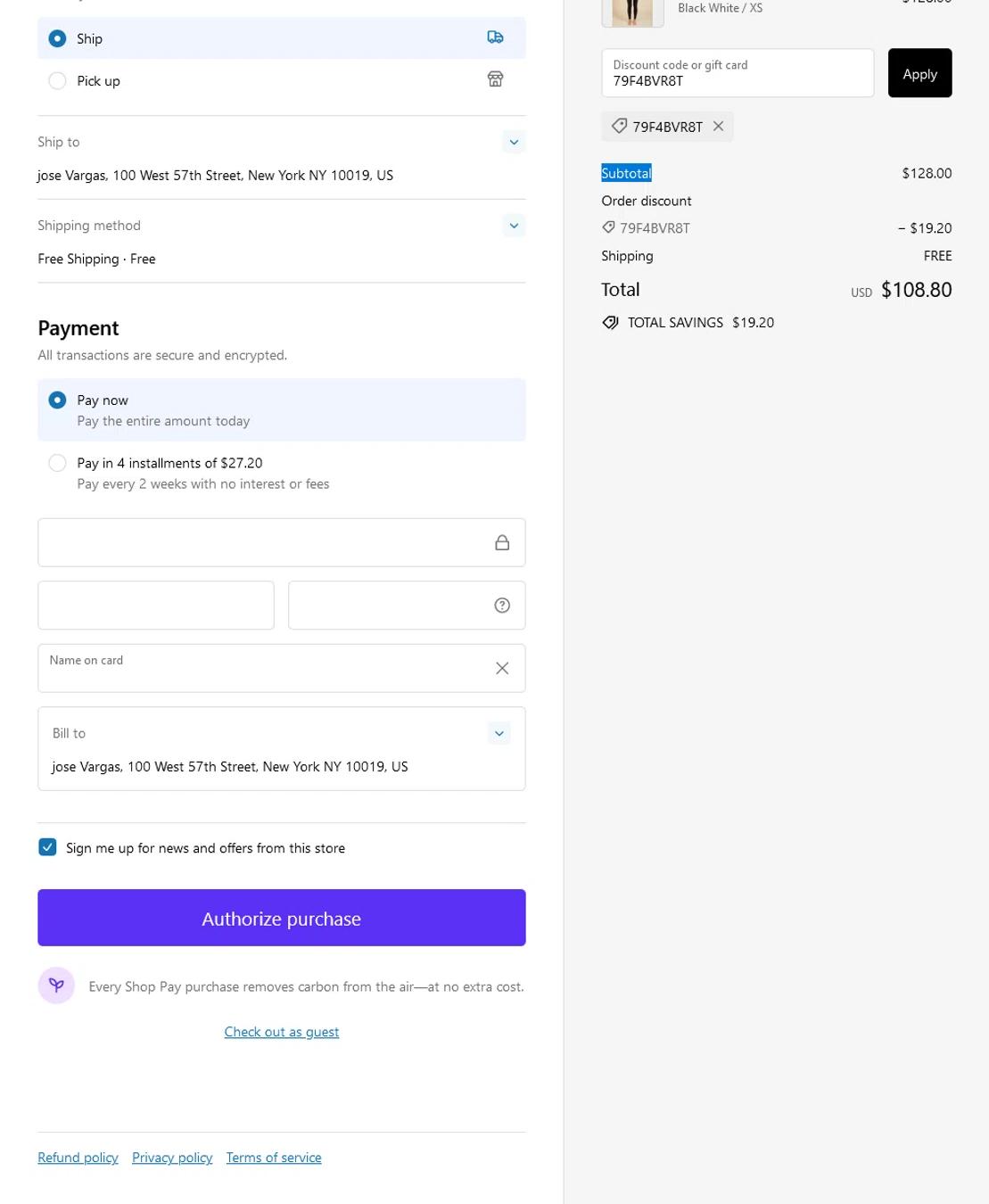 where to use Live The Process promo code box