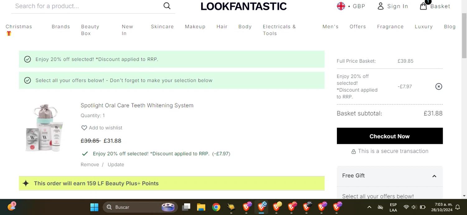 where to use Look Fantastic promo code box