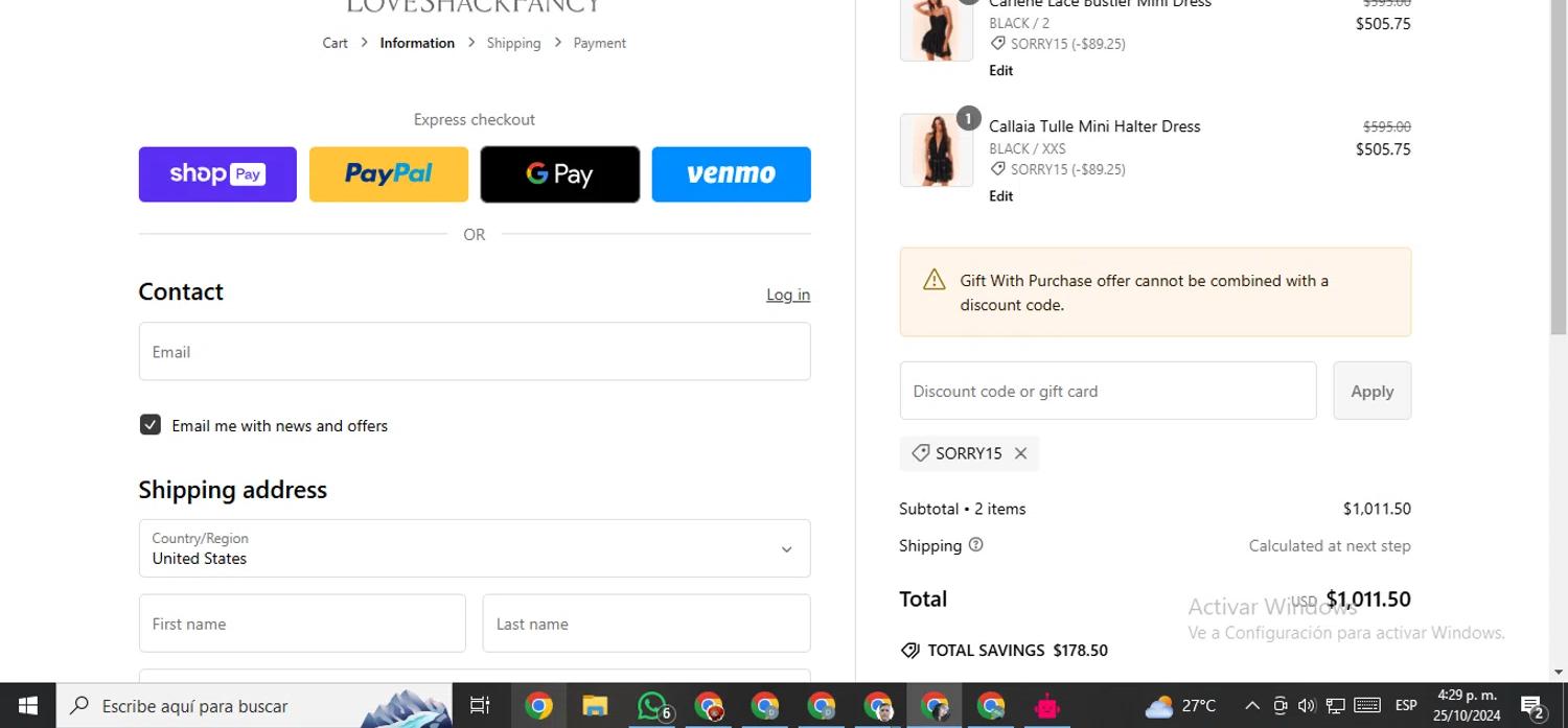 where to use LOVESHACKFANCY promo code box