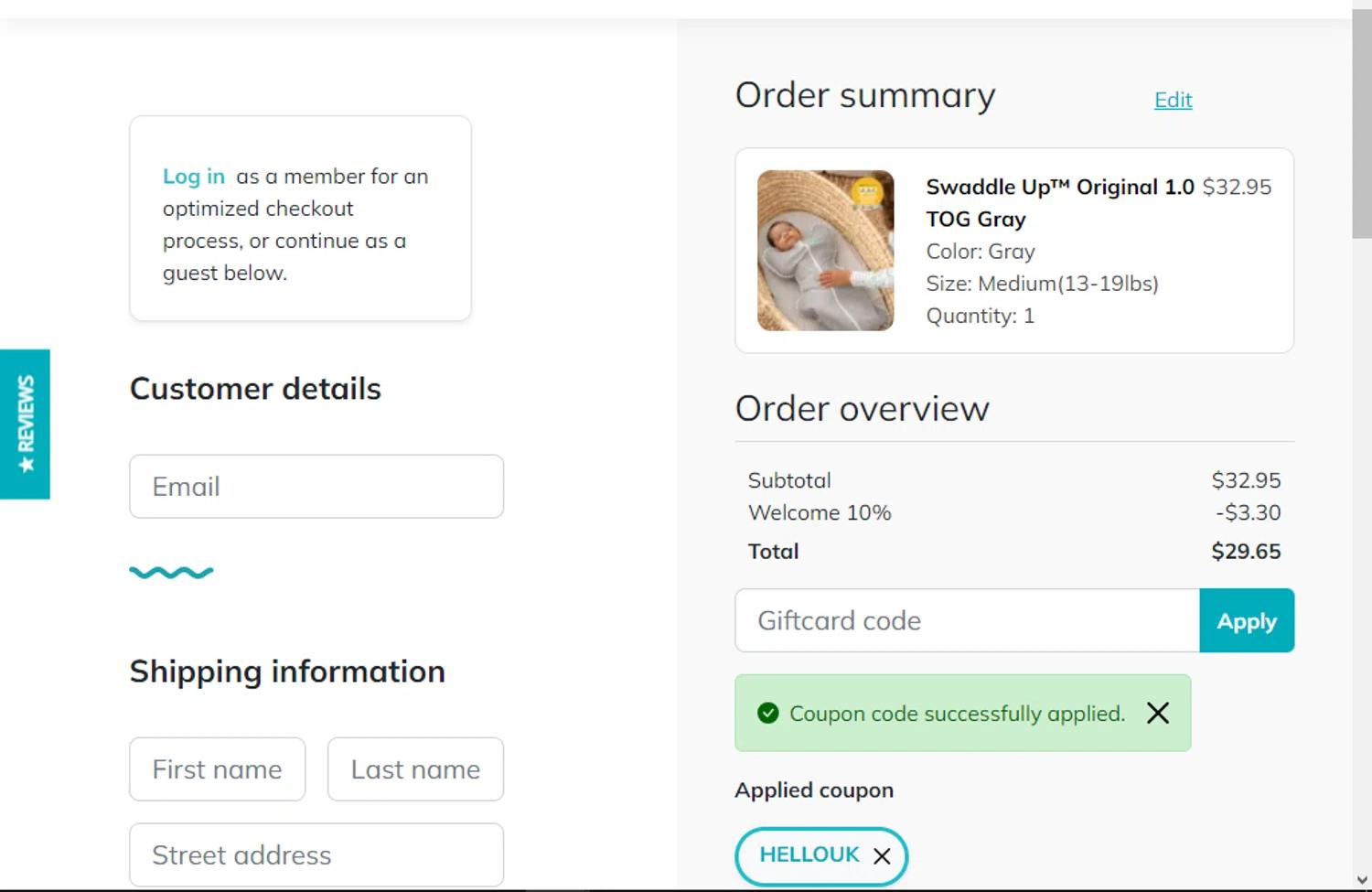where to use Luna Cycle promo code box