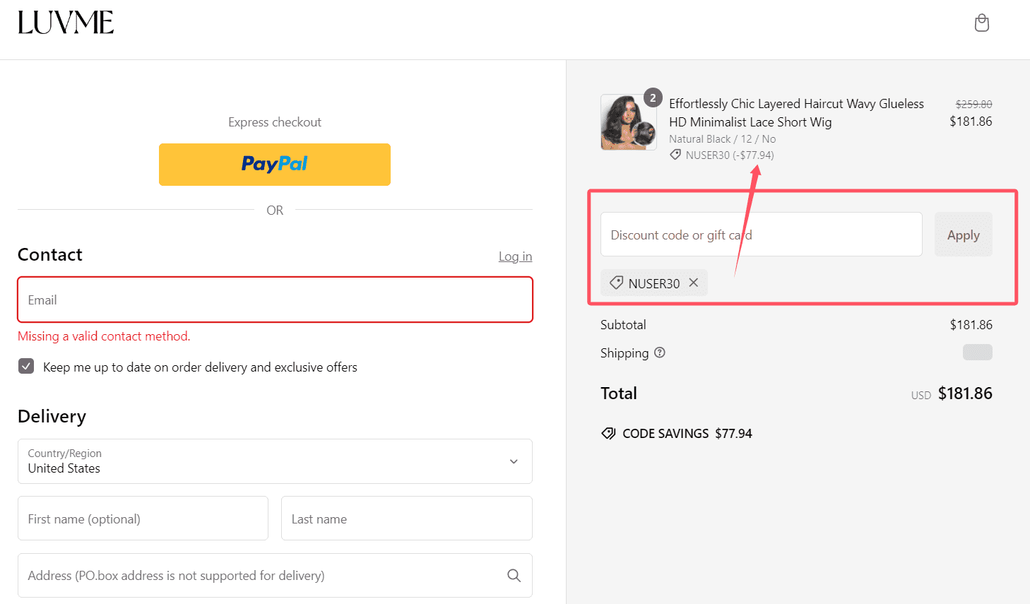 how to use Luvme Hair coupons