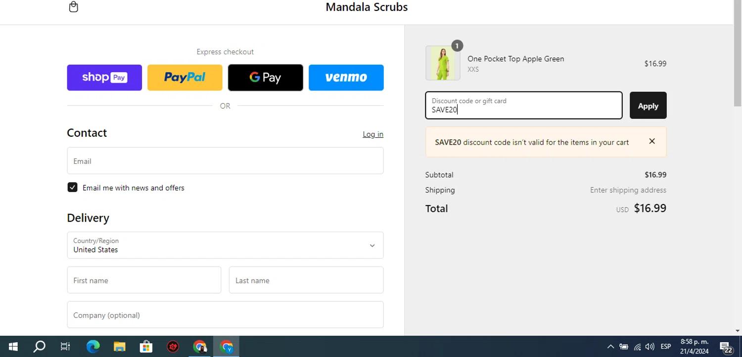 how to use Mandala Scrubs coupons