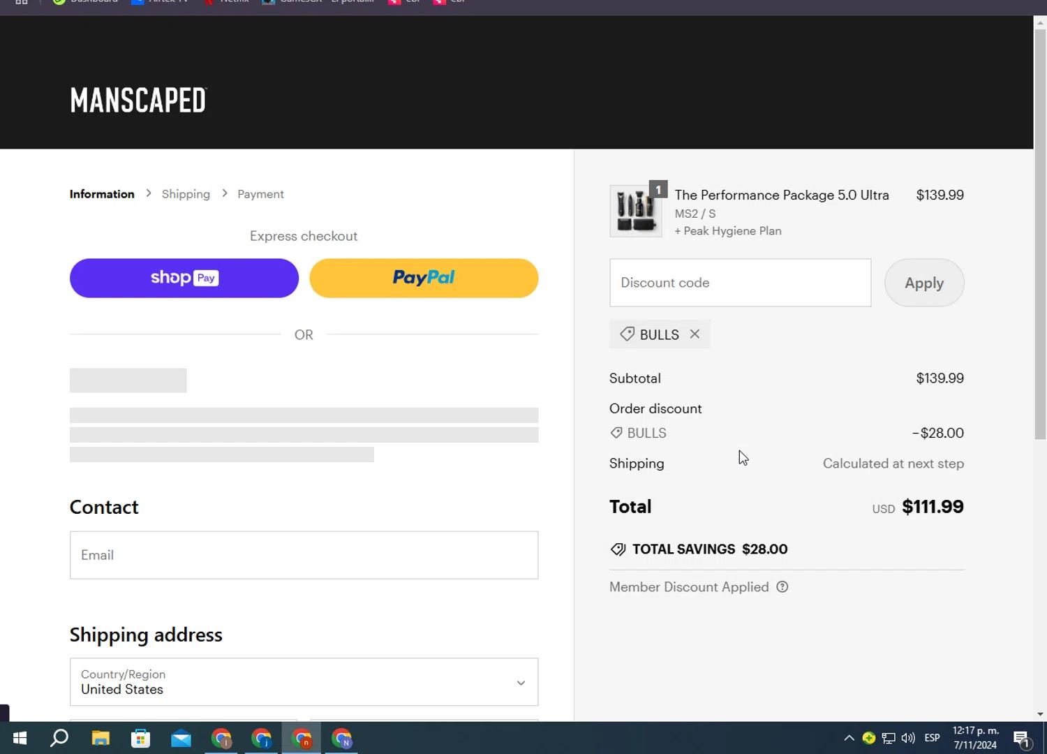 where to use Manscaped promo code box