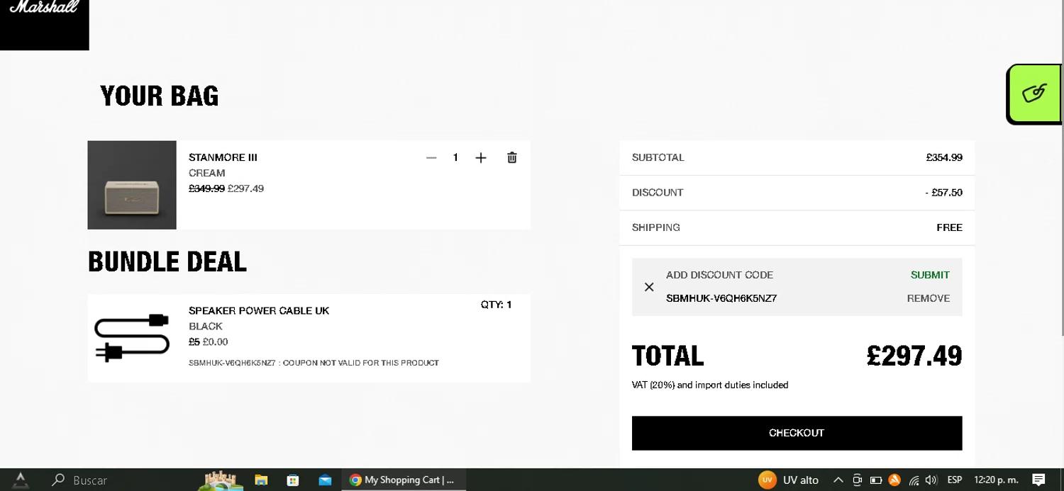 where to use Marshall Headphones promo code box