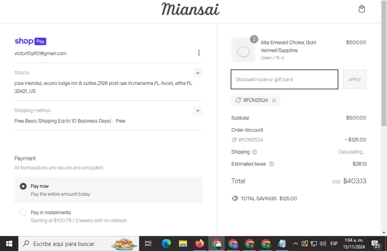 where to use MIANSAI promo code box