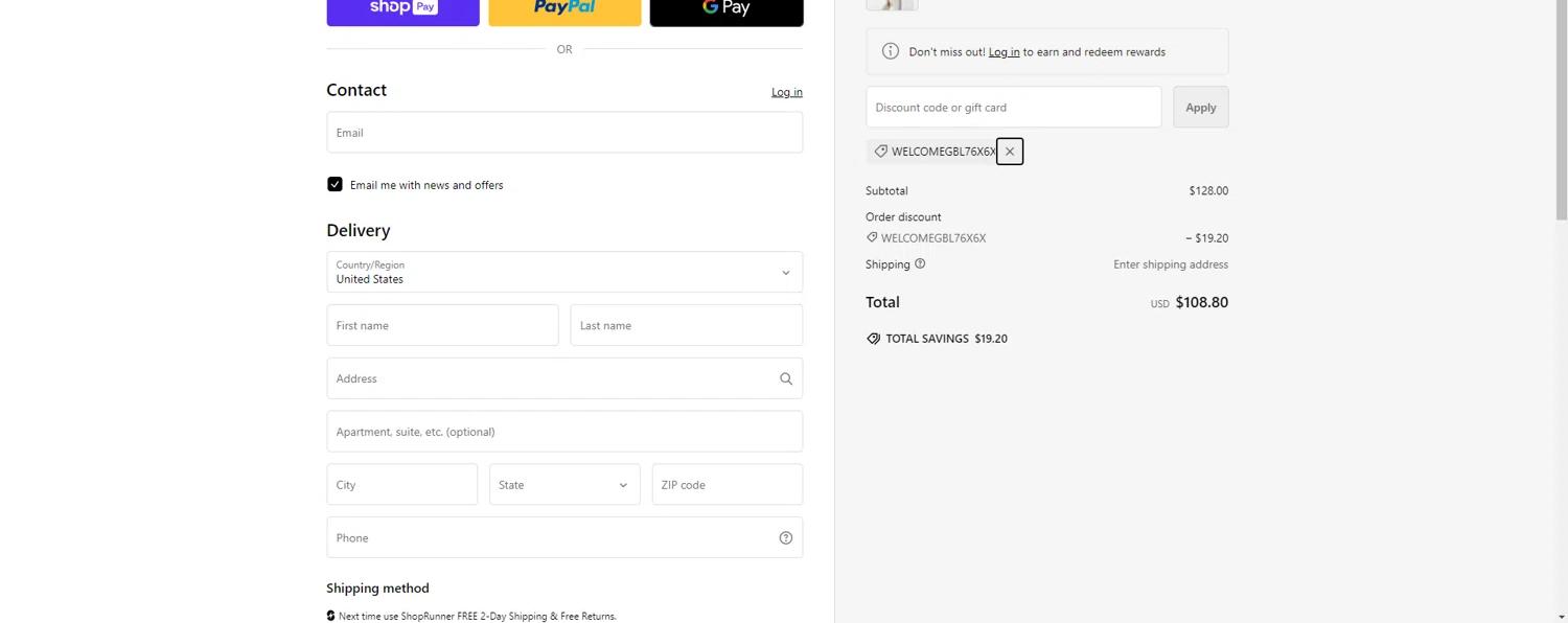 where to use Michael Stars promo code box