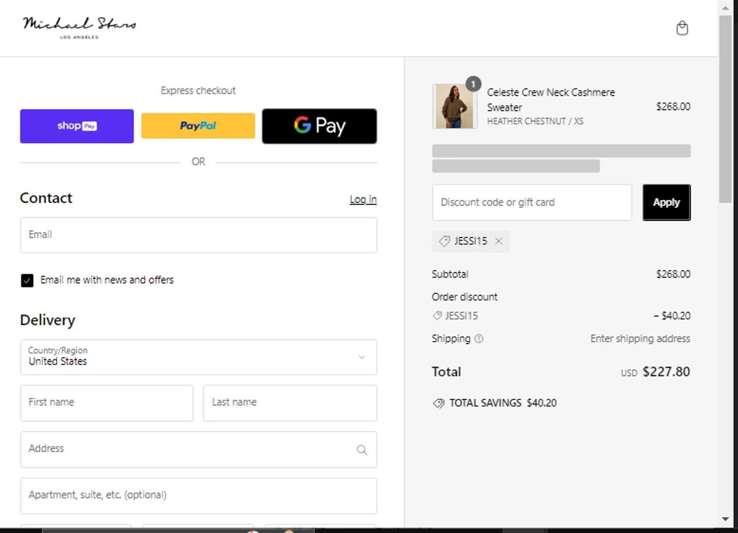 how to use Michael Stars coupons