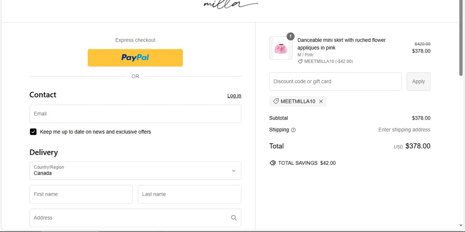 how to use Milla Dresses coupons