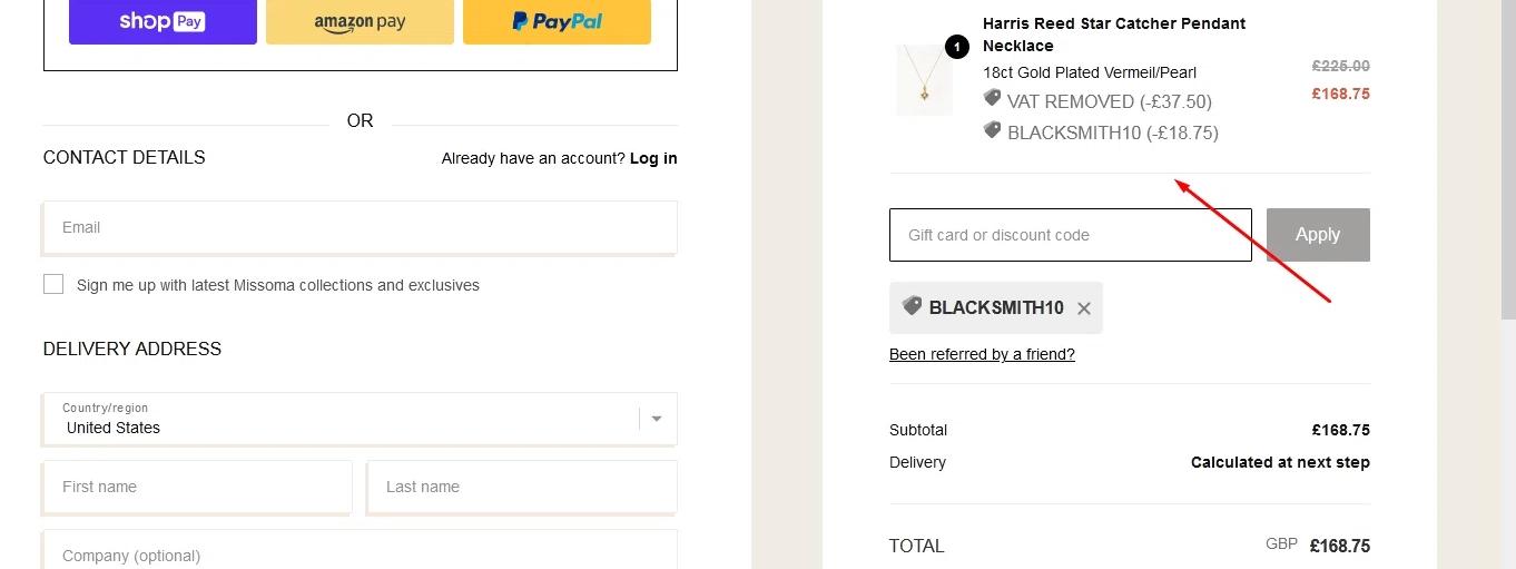 how to use Missoma coupons