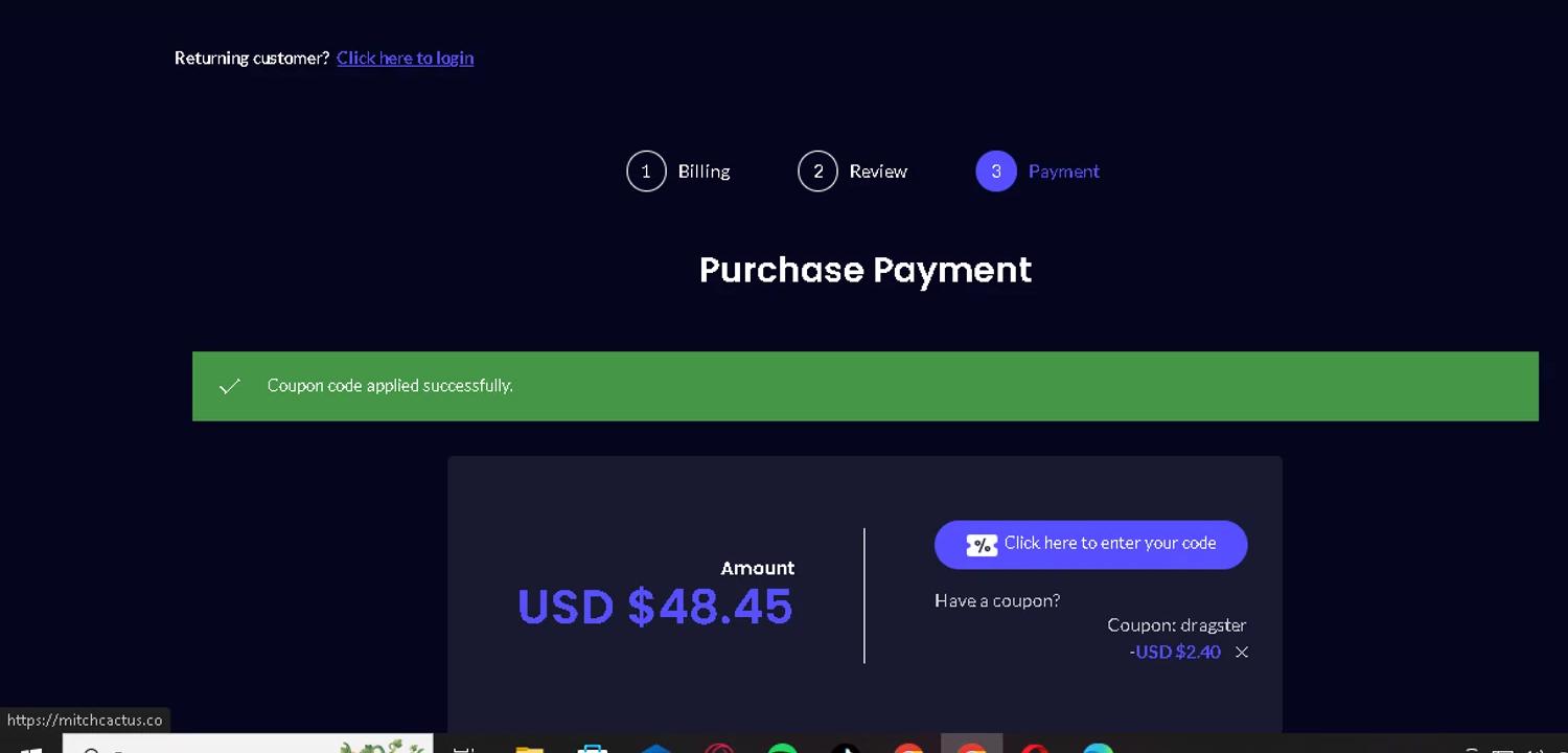 where to use Mitchcactus promo code box