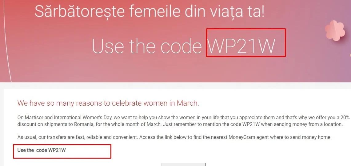 where to use MoneyGram promo code box