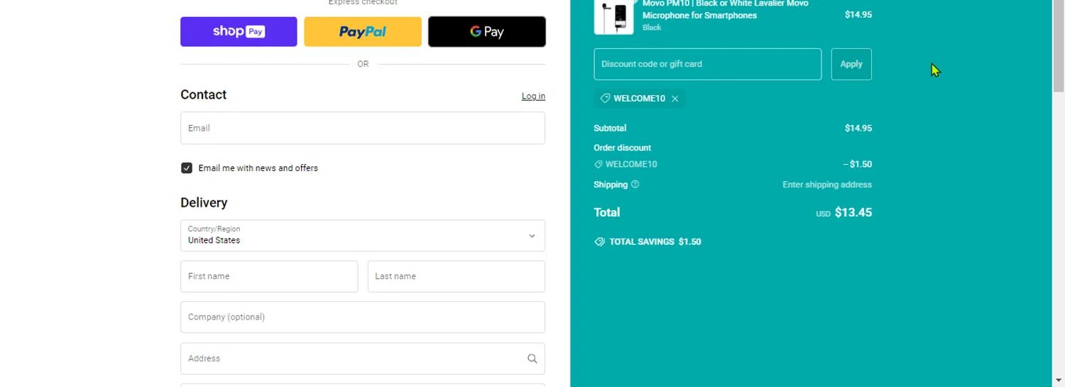 where to use Movo Photo promo code box