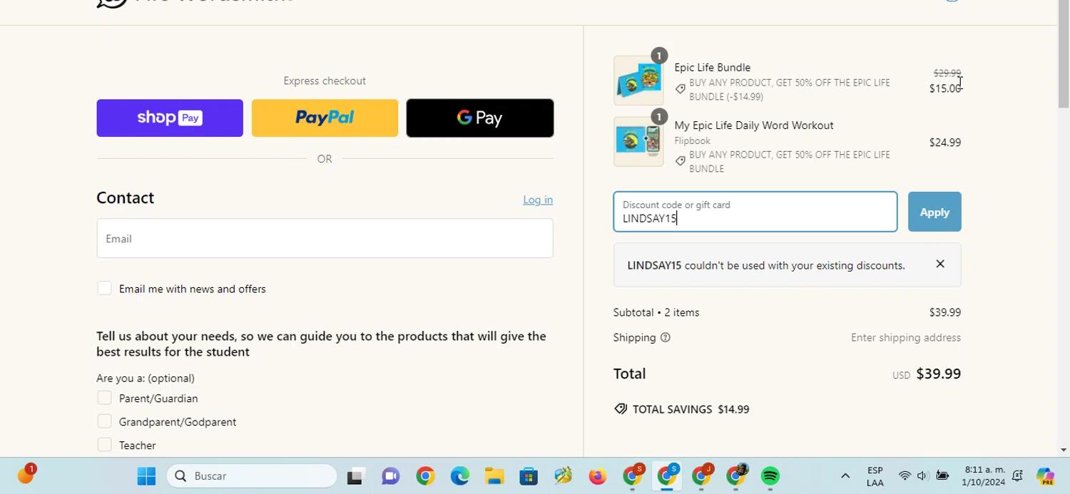 where to use Mrs Wordsmith promo code box