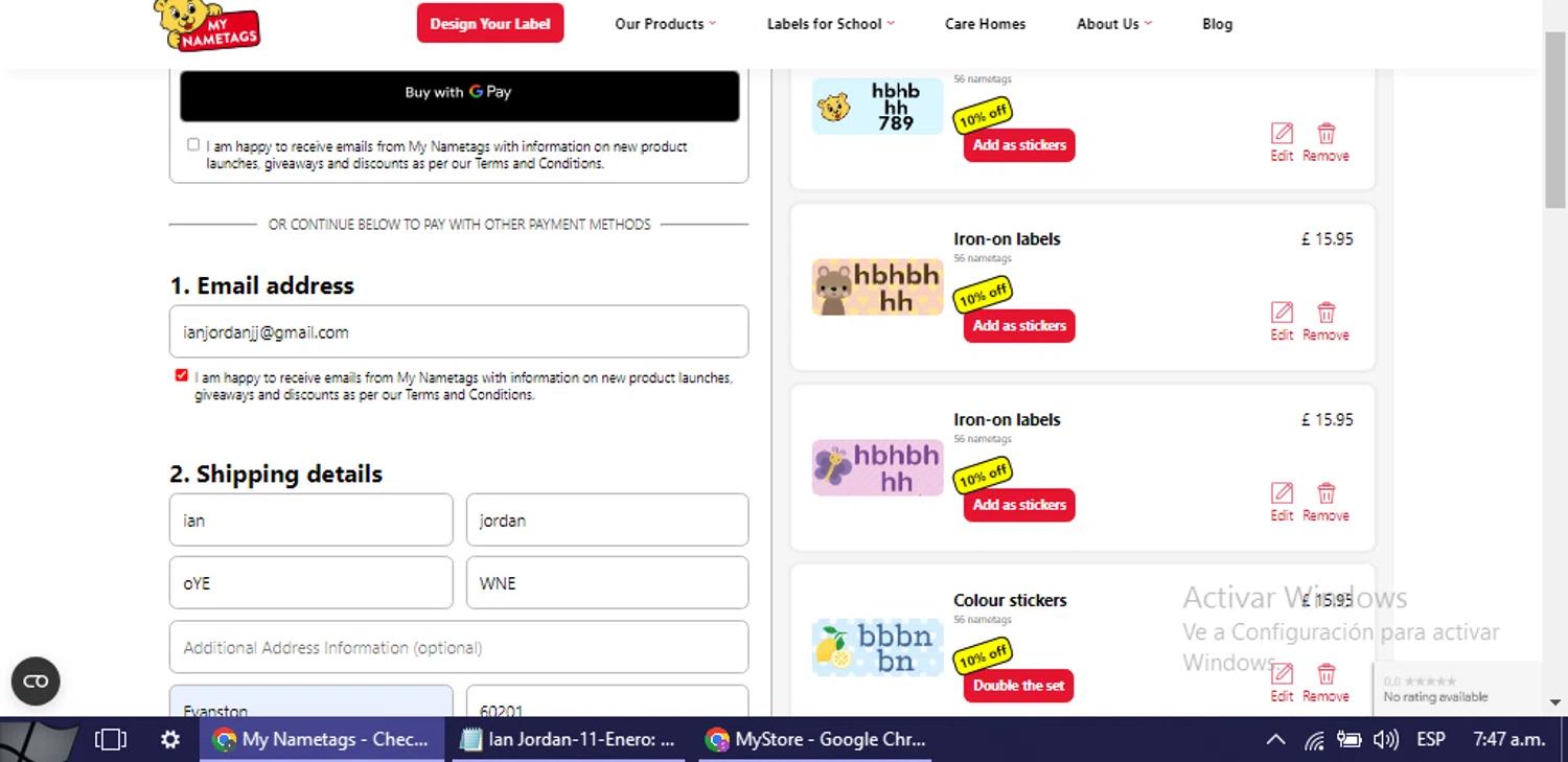 where to use My Nametags promo code box