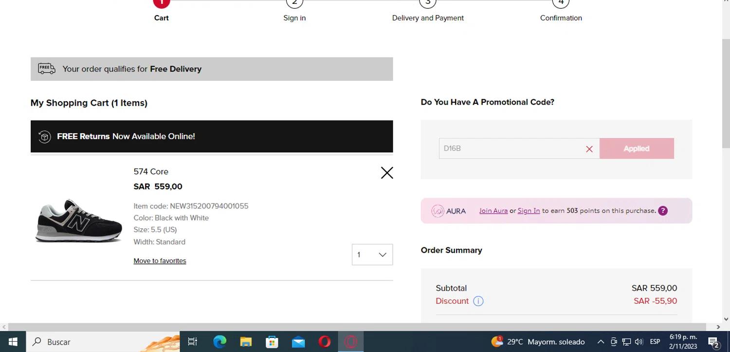 where to use New Balance promo code box