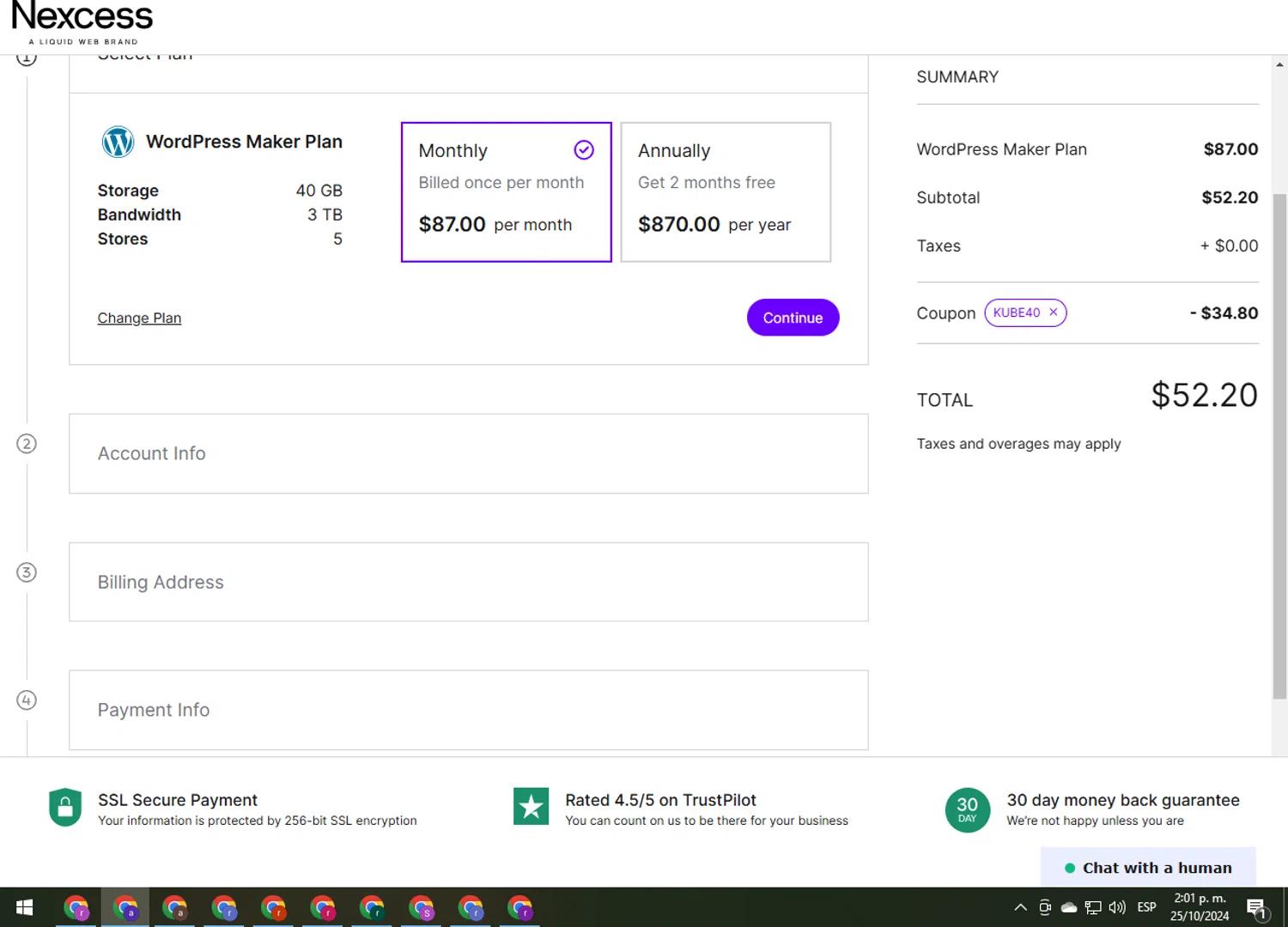 where to use Nexcess promo code box