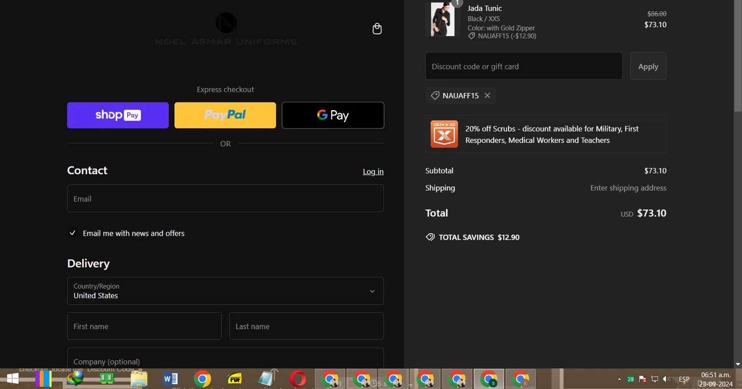 how to use Noel Asmar Uniforms coupons