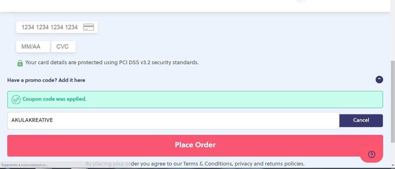 where to use noissue promo code box