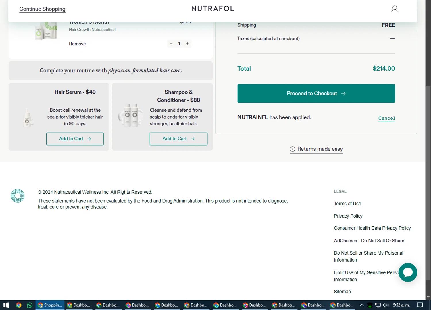 where to use Nutrafol promo code box
