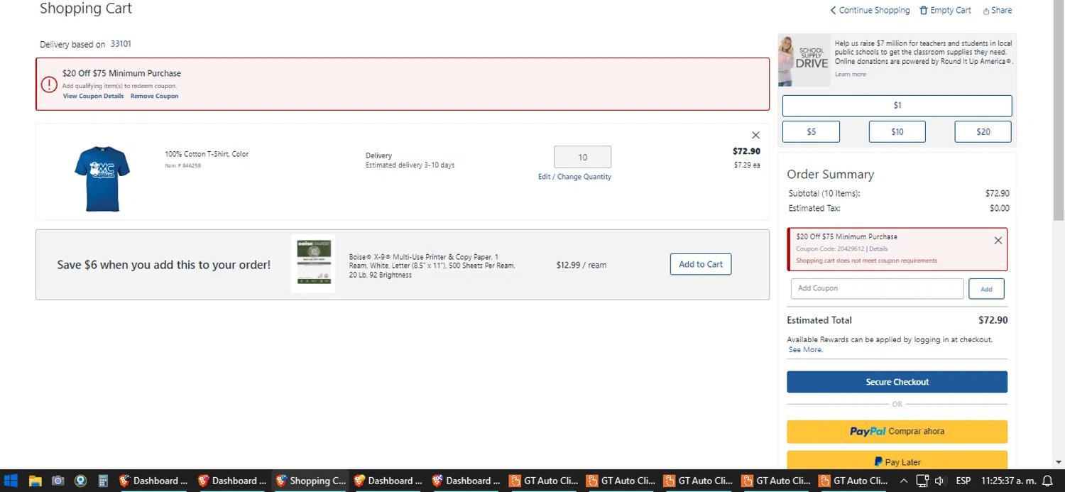 where to use Office Depot promo code box