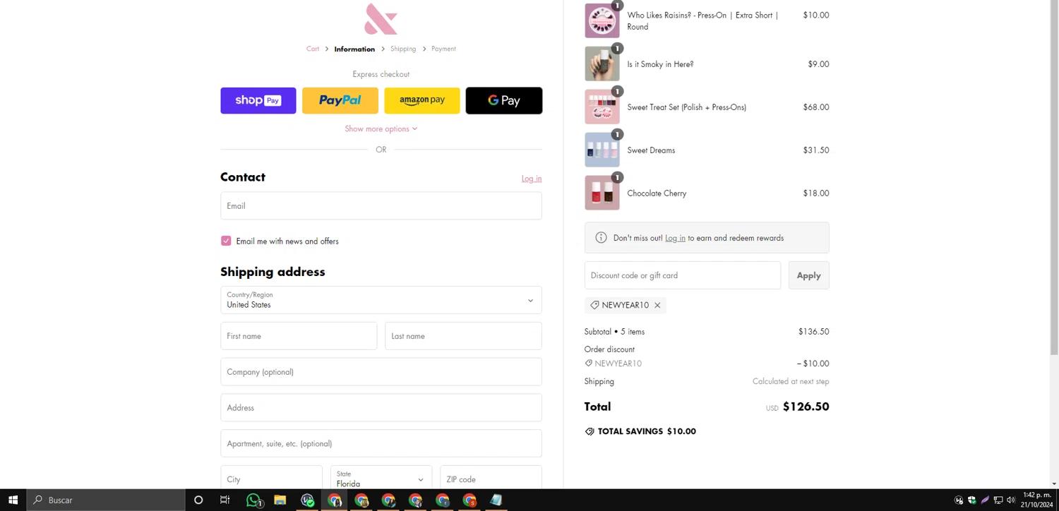 where to use Olive & June promo code box