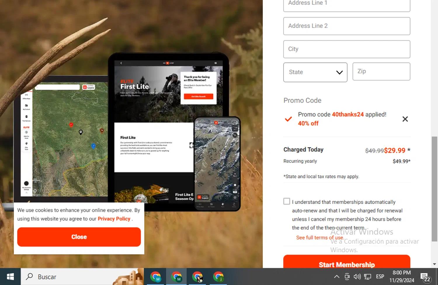 where to use onXmaps promo code box