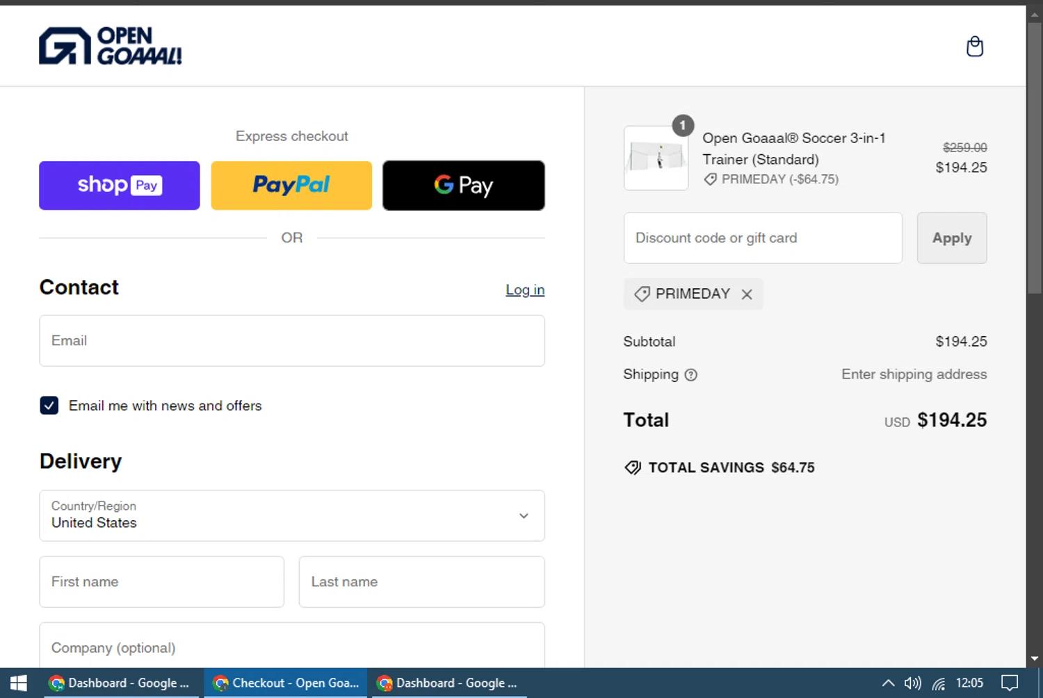 where to use Open Goaaal promo code box