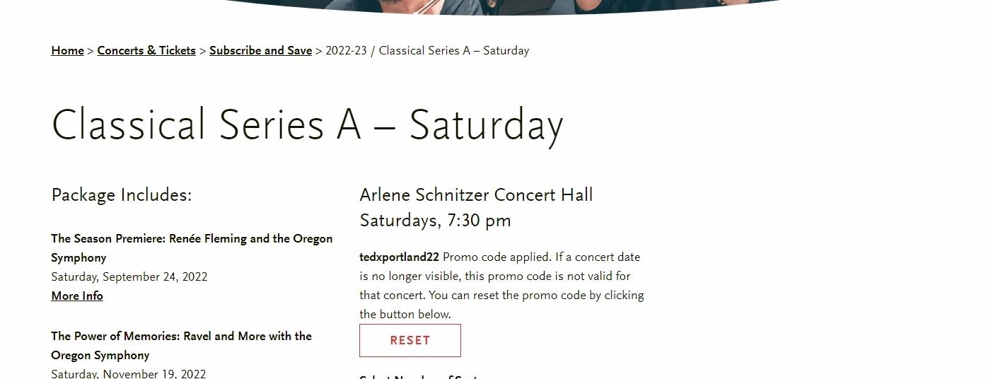 where to use Oregon Symphony promo code box
