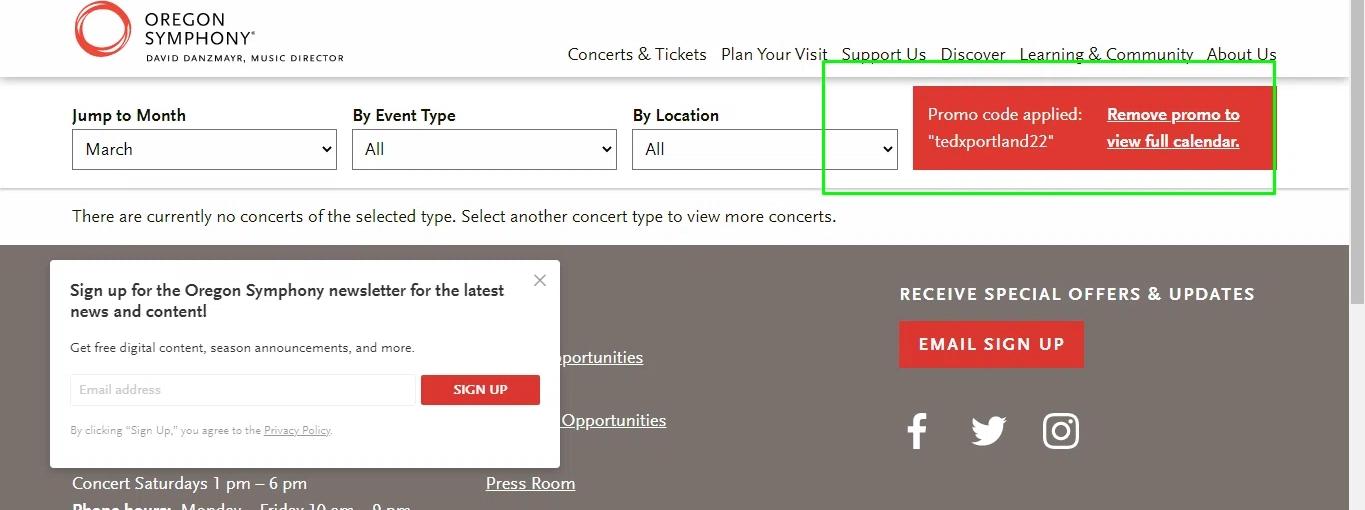 how to use Oregon Symphony coupons