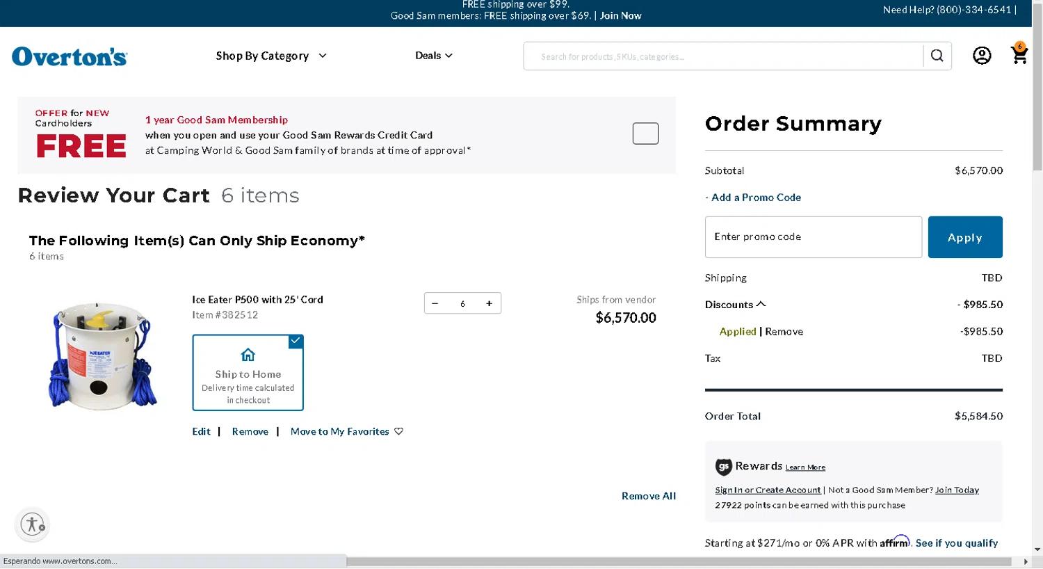 where to use Overtons promo code box