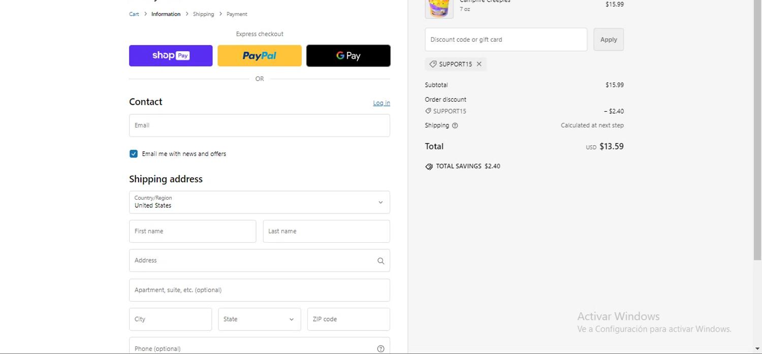 where to use Peachybbies promo code box