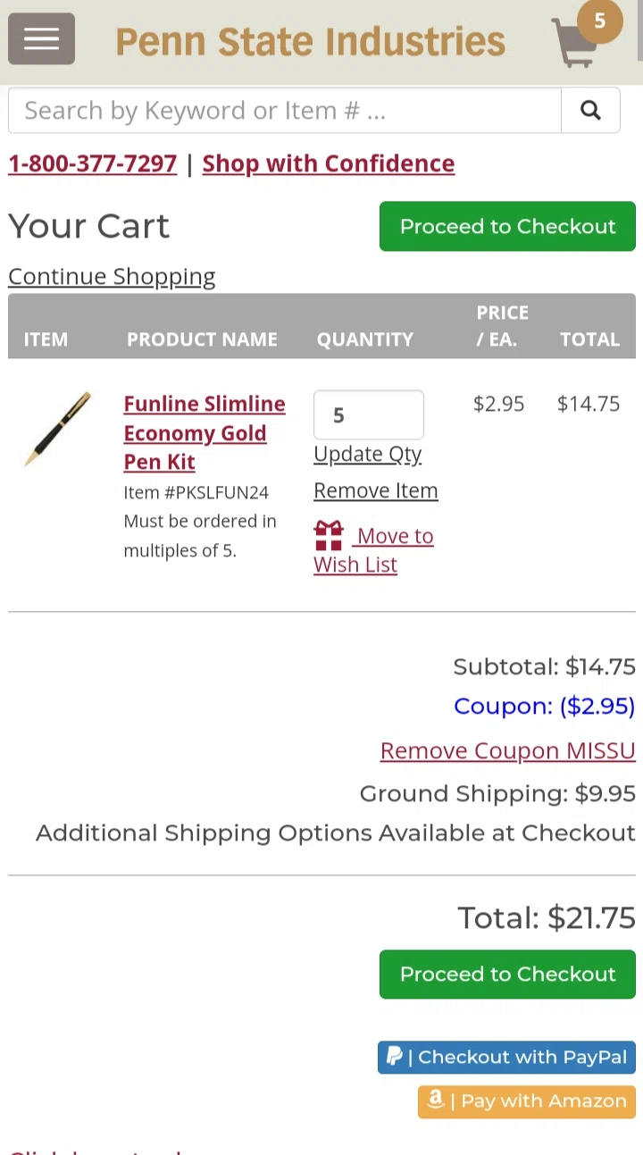 where to use Penn State Industries promo code box