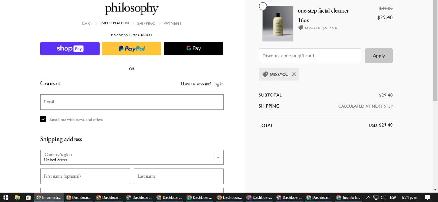 where to use Philosophy promo code box