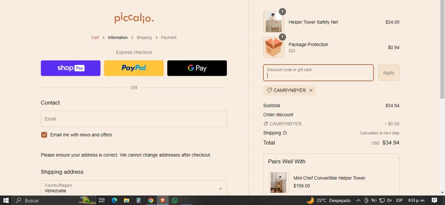 how to use Piccalio coupons